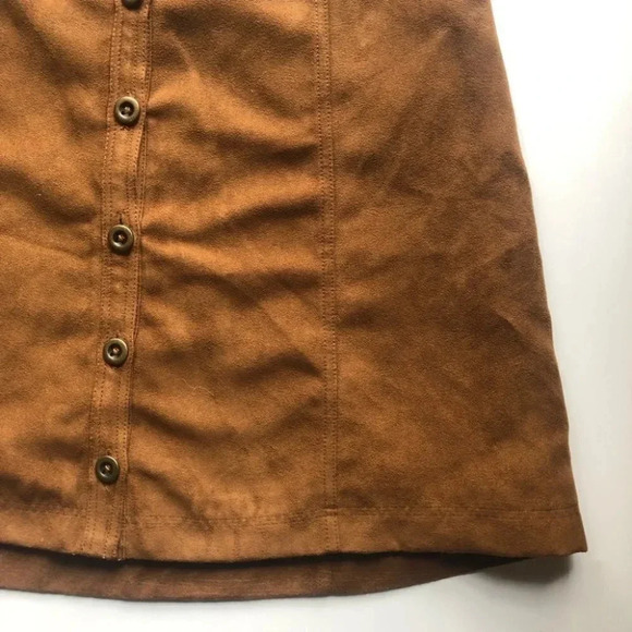 Hollister Brown Suede Button Down Mini Skirt Size 1 - Picture 7 of 7